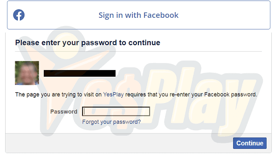 yesplay sing in with facebook